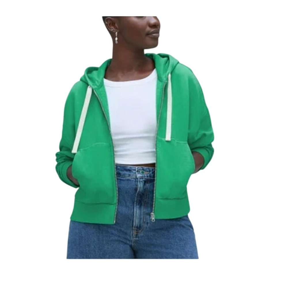 Everlane The Track Organic Cotton Hoodie in Bright Jade size XS NWT
